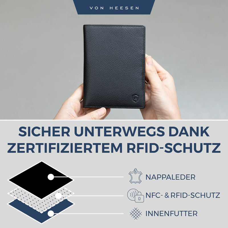 Reisepasshülle mit RFID-Schutz und 6 Kartenfächer