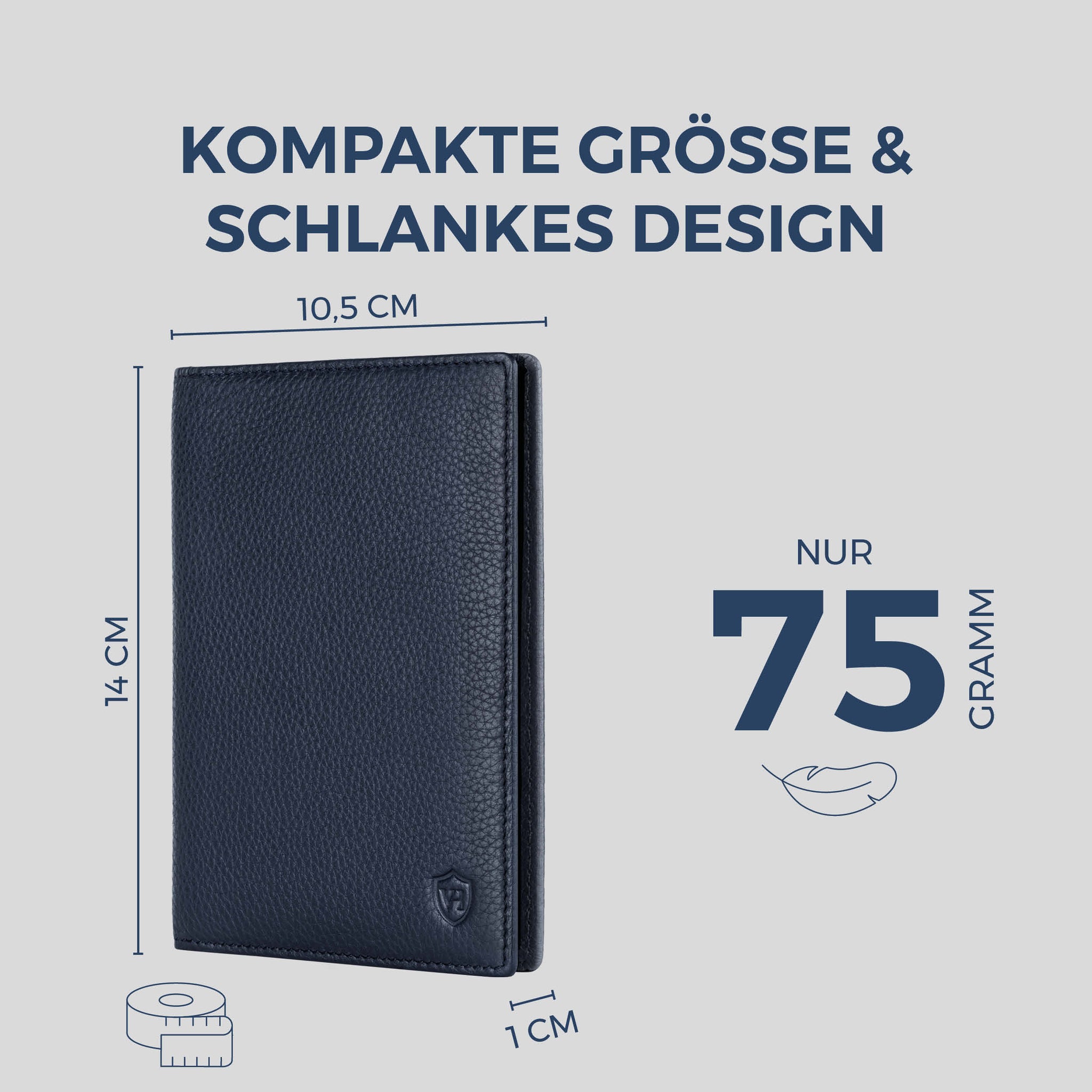 Reisepasshülle mit RFID-Schutz & 4 Kartenfächer (Genarbt)