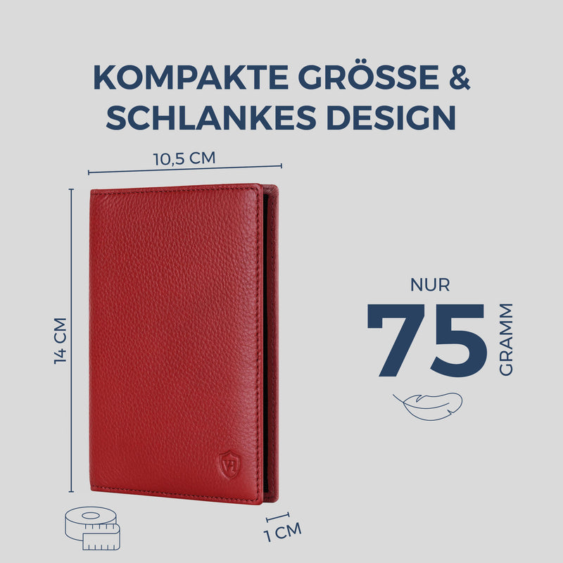 Reisepasshülle mit RFID-Schutz & 4 Kartenfächer (Genarbt)