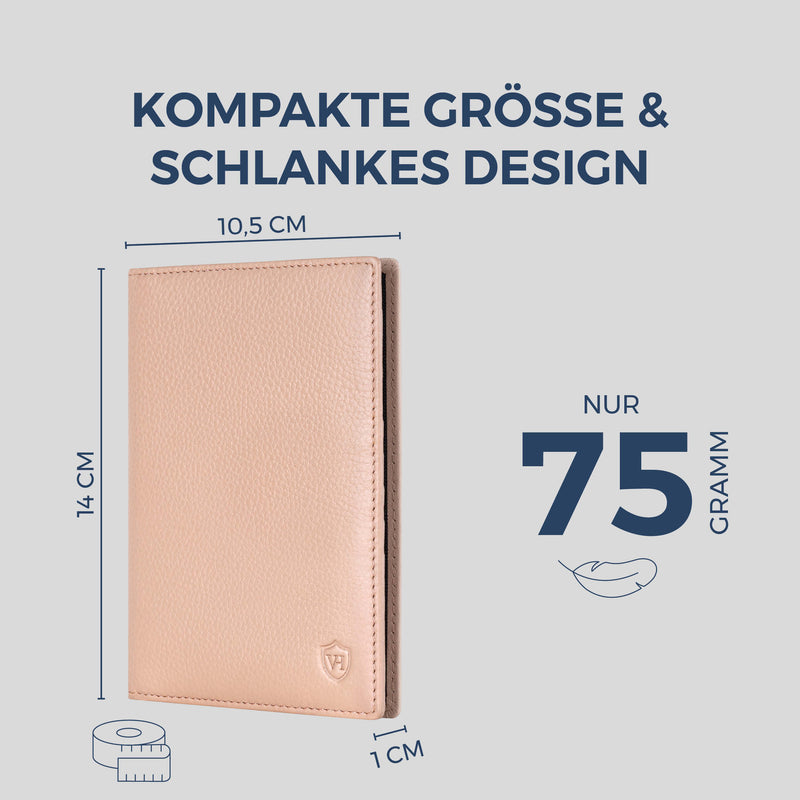 Reisepasshülle mit RFID-Schutz & 4 Kartenfächer (Genarbt)