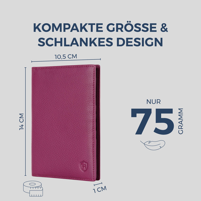 Reisepasshülle mit RFID-Schutz & 4 Kartenfächer (Genarbt)