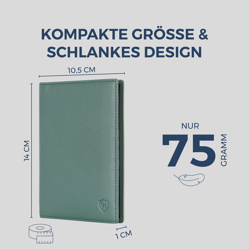 Reisepasshülle mit RFID-Schutz & 4 Kartenfächer (Genarbt)
