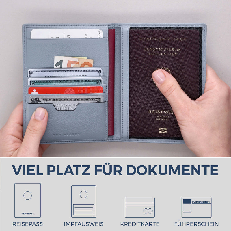 Reisepasshülle mit RFID-Schutz & 4 Kartenfächer (Genarbt)
