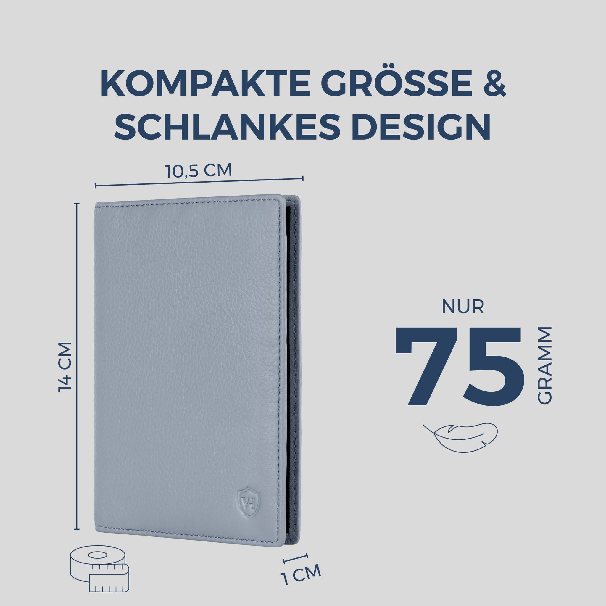 Reisepasshülle mit RFID-Schutz & 4 Kartenfächer (Genarbt)