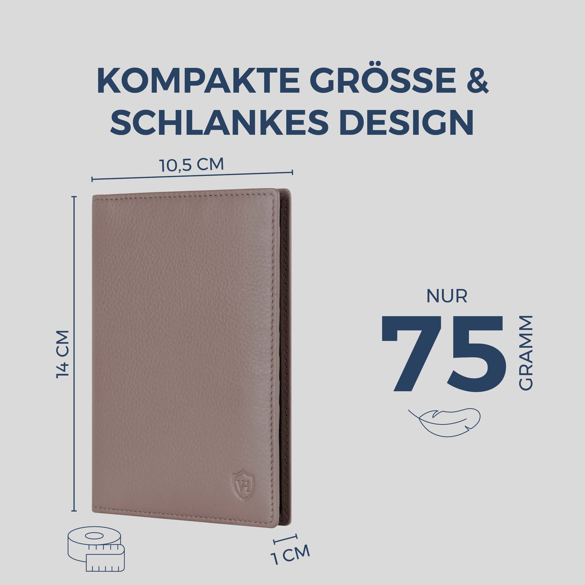 Reisepasshülle mit RFID-Schutz & 4 Kartenfächer (Genarbt)