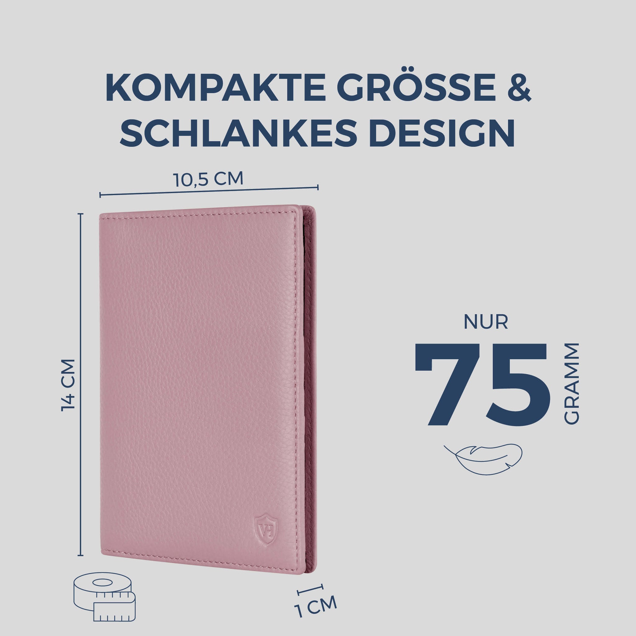 Reisepasshülle mit RFID-Schutz & 4 Kartenfächer (Genarbt)