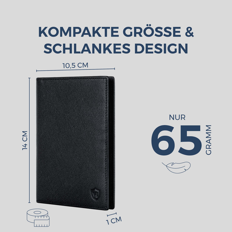 Reisepasshülle mit RFID-Schutz & 4 Kartenfächer (Saffiano)