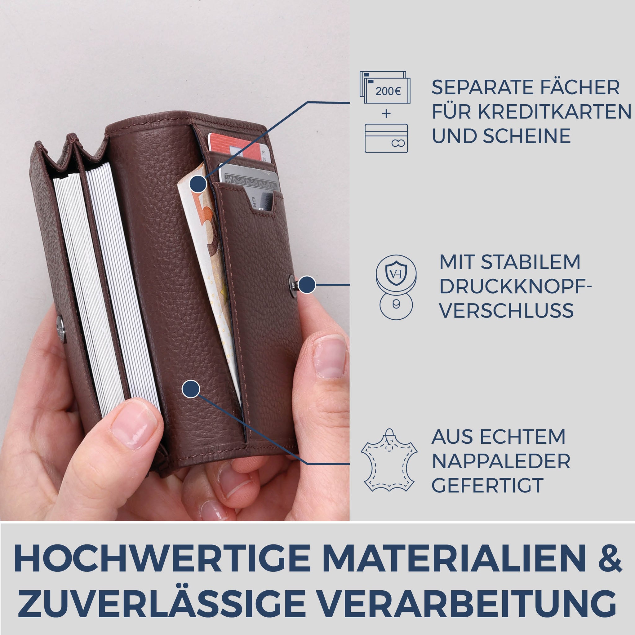 Visitenkartenetui mit RFID-Schutz & 4 Kartenfächer (Genarbt)