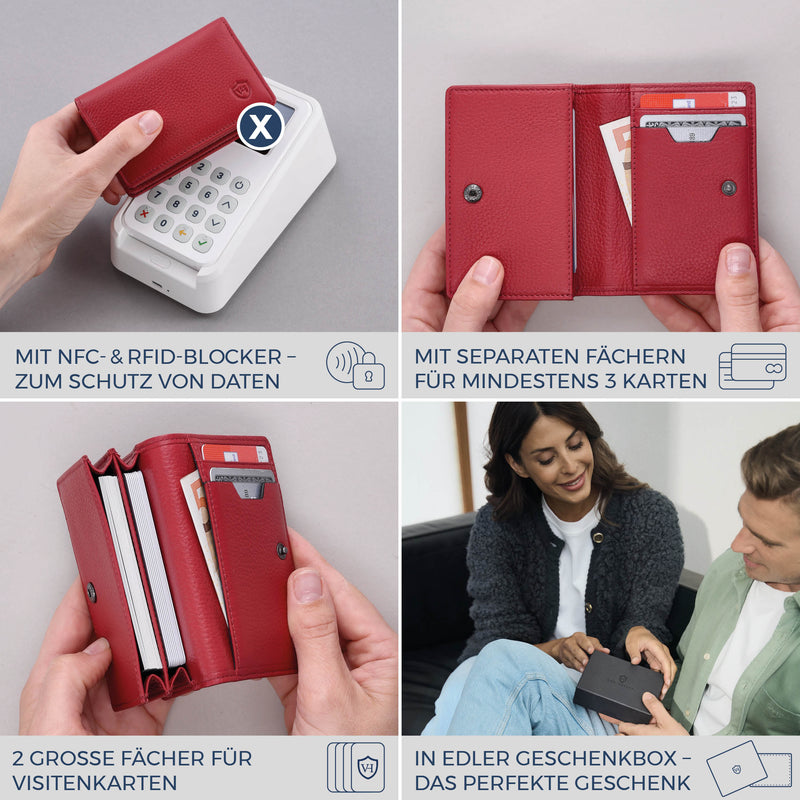 Visitenkartenetui mit RFID-Schutz & 4 Kartenfächer (Genarbt)