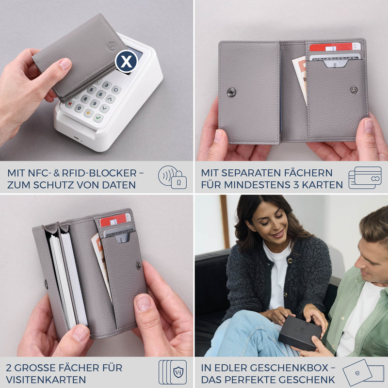 Visitenkartenetui mit RFID-Schutz & 4 Kartenfächer (Genarbt)