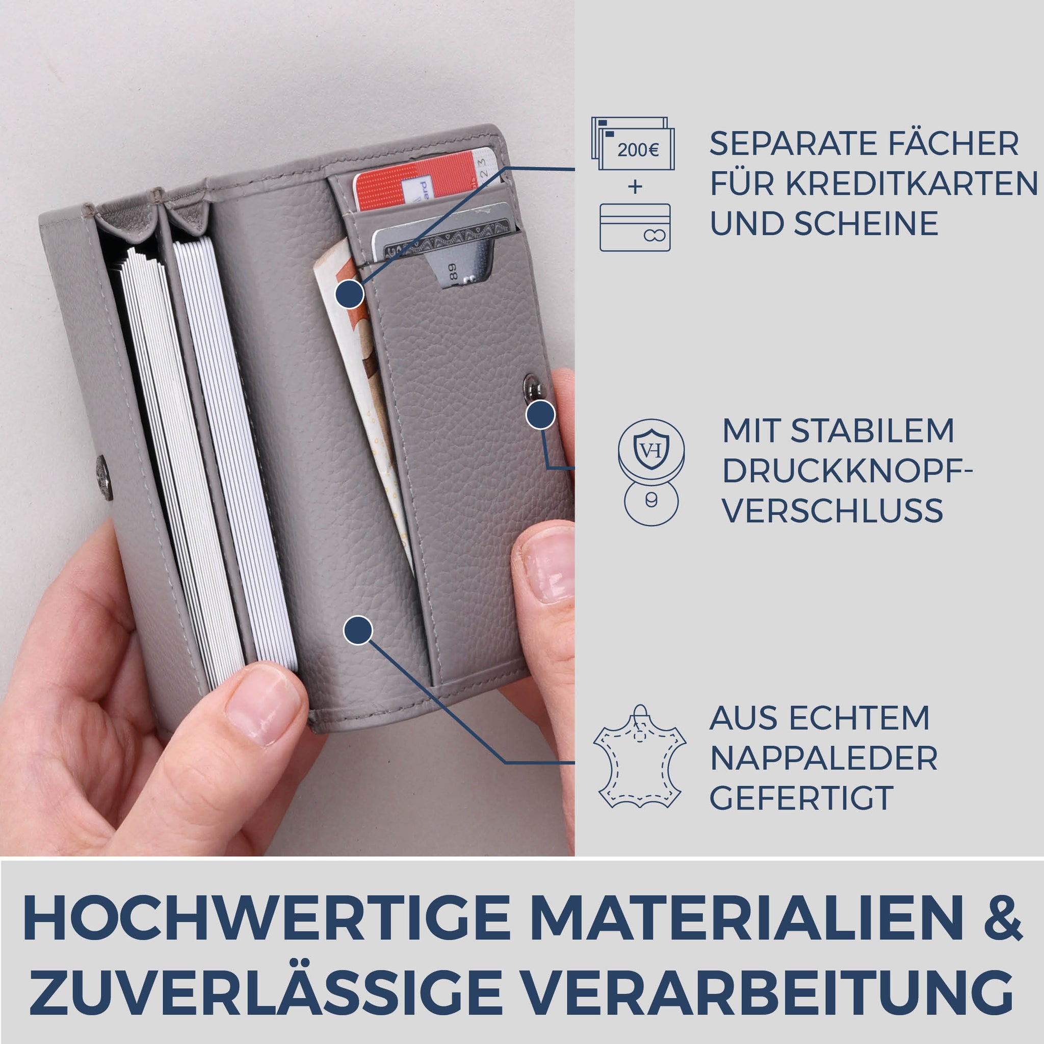 Visitenkartenetui mit RFID-Schutz & 4 Kartenfächer (Genarbt)