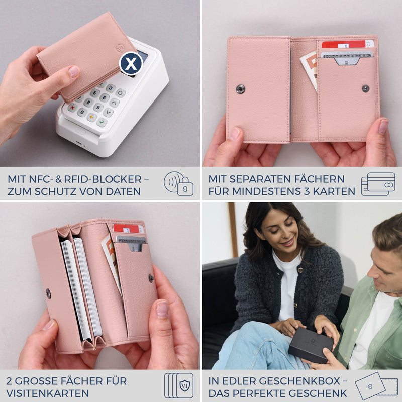Visitenkartenetui mit RFID-Schutz & 4 Kartenfächer (Genarbt)