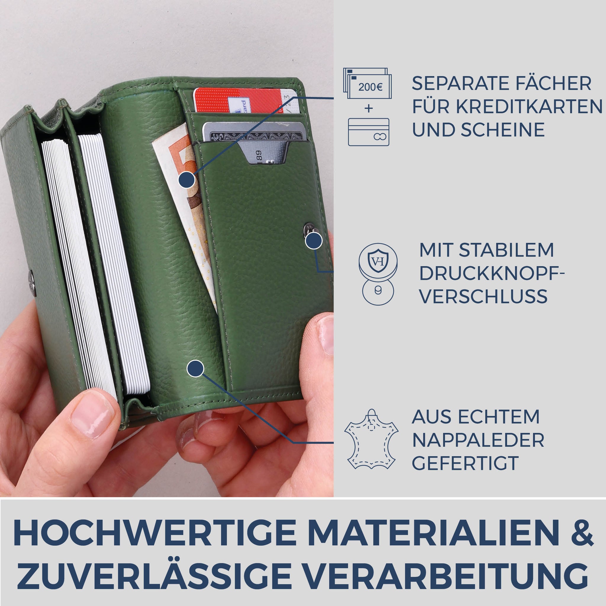 Visitenkartenetui mit RFID-Schutz & 4 Kartenfächer (Genarbt)