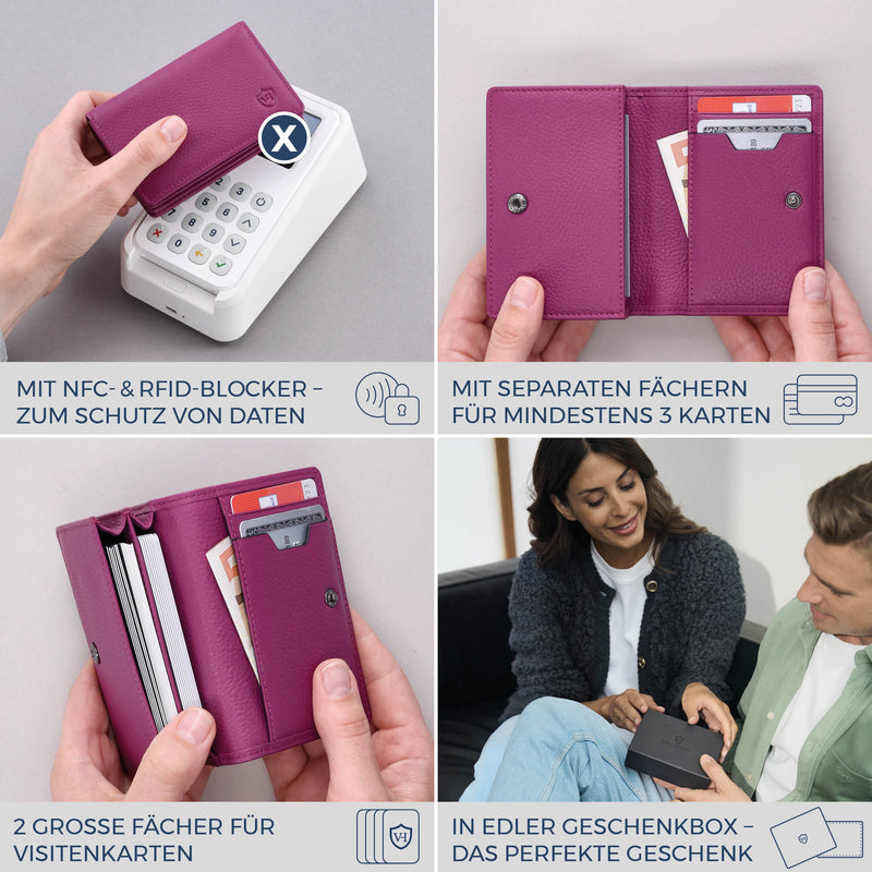 Visitenkartenetui mit RFID-Schutz & 4 Kartenfächer (Genarbt)