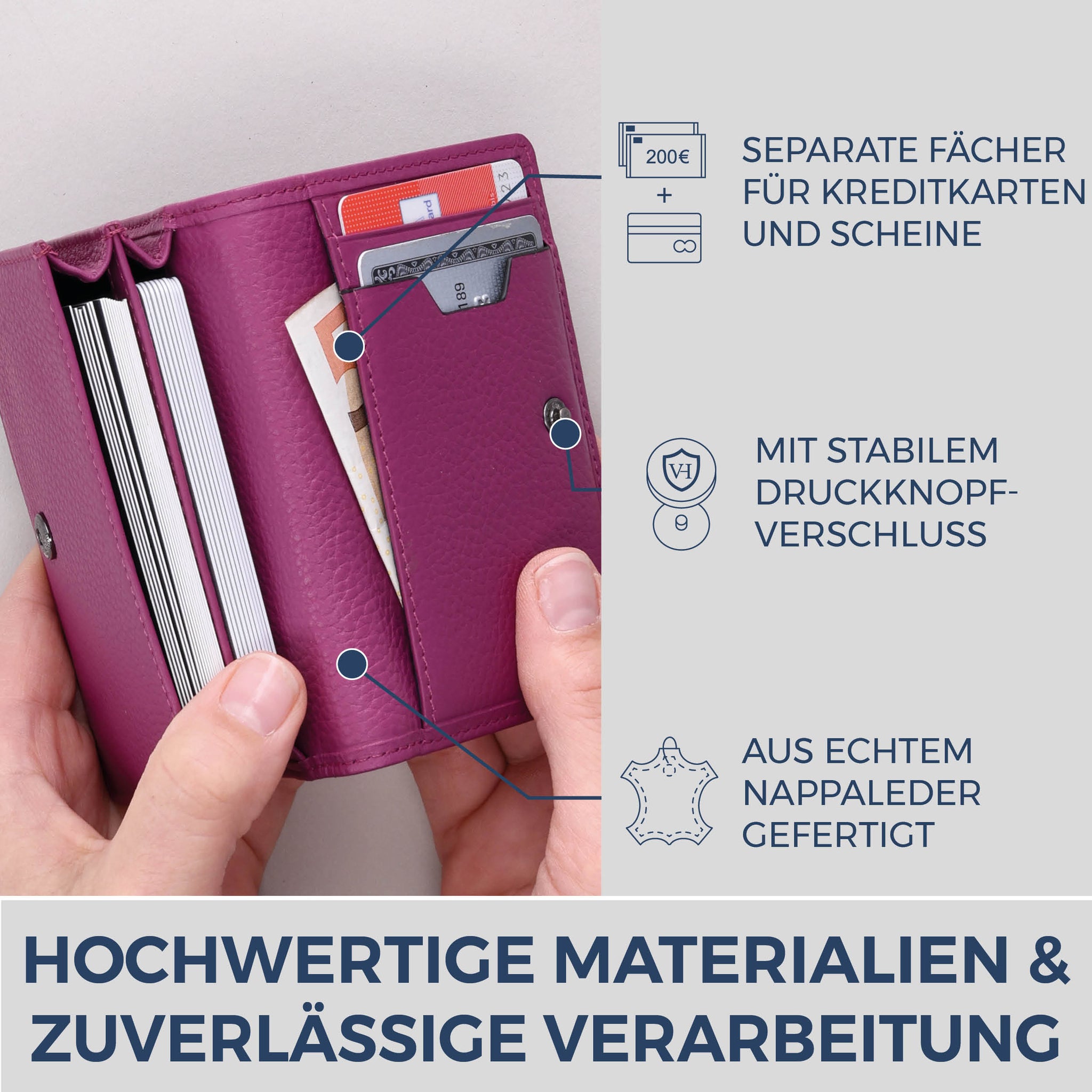 Visitenkartenetui mit RFID-Schutz & 4 Kartenfächer (Genarbt)