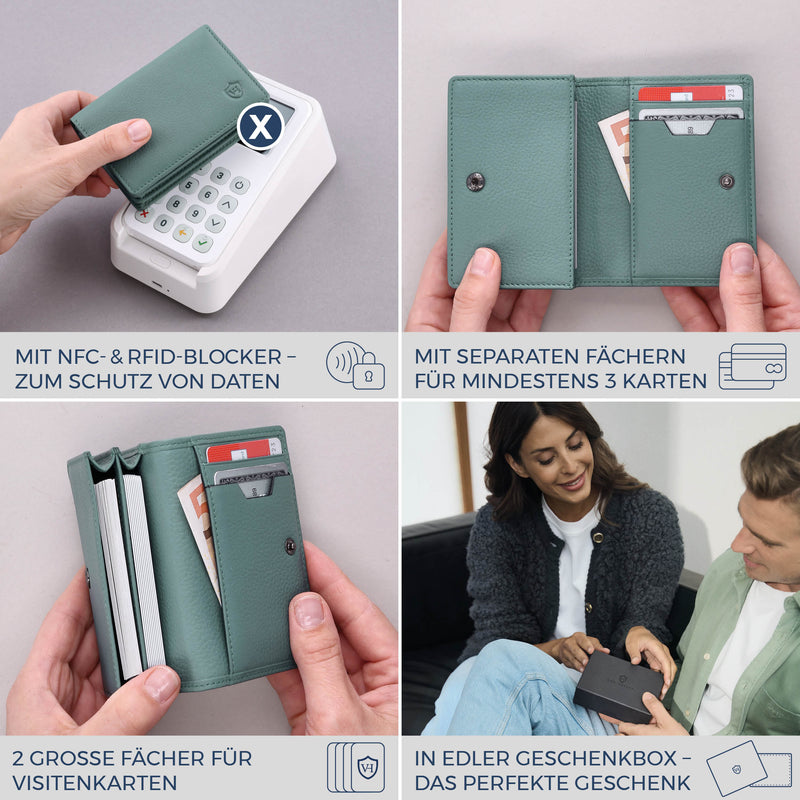 Visitenkartenetui mit RFID-Schutz & 4 Kartenfächer (Genarbt)