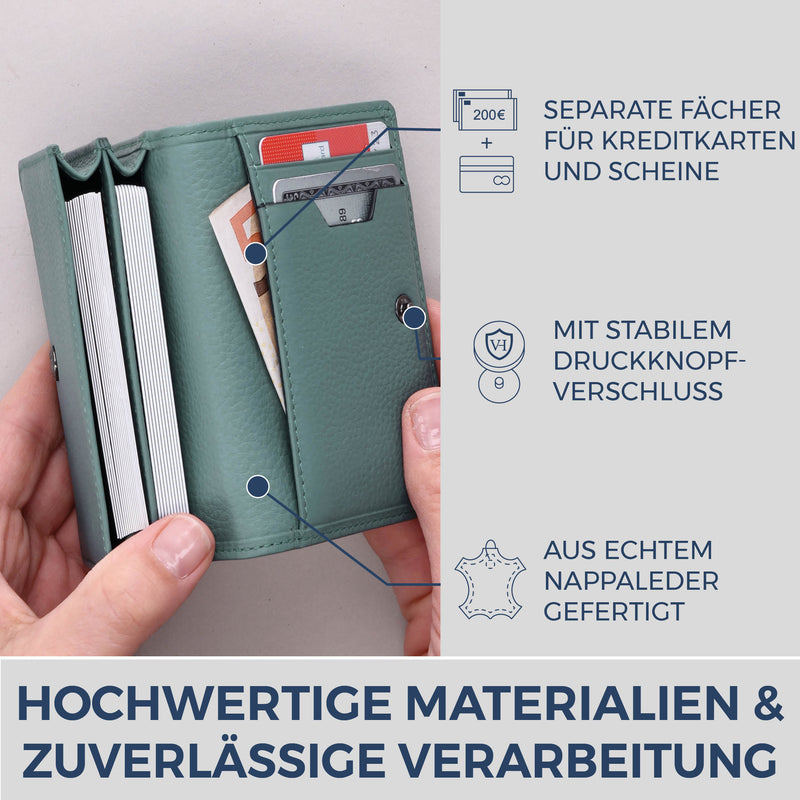 Visitenkartenetui mit RFID-Schutz & 4 Kartenfächer (Genarbt)