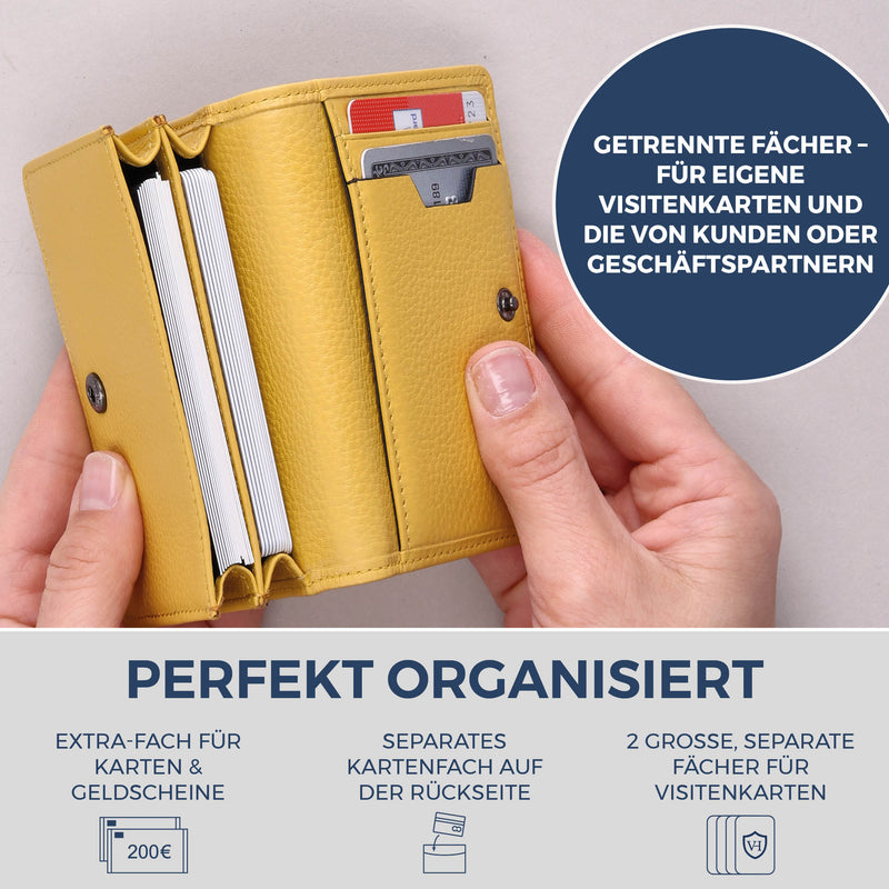 Visitenkartenetui mit RFID-Schutz & 4 Kartenfächer (Genarbt)