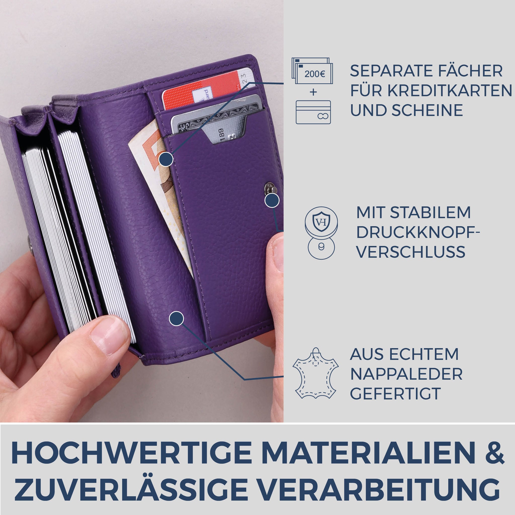 Visitenkartenetui mit RFID-Schutz & 4 Kartenfächer (Genarbt)