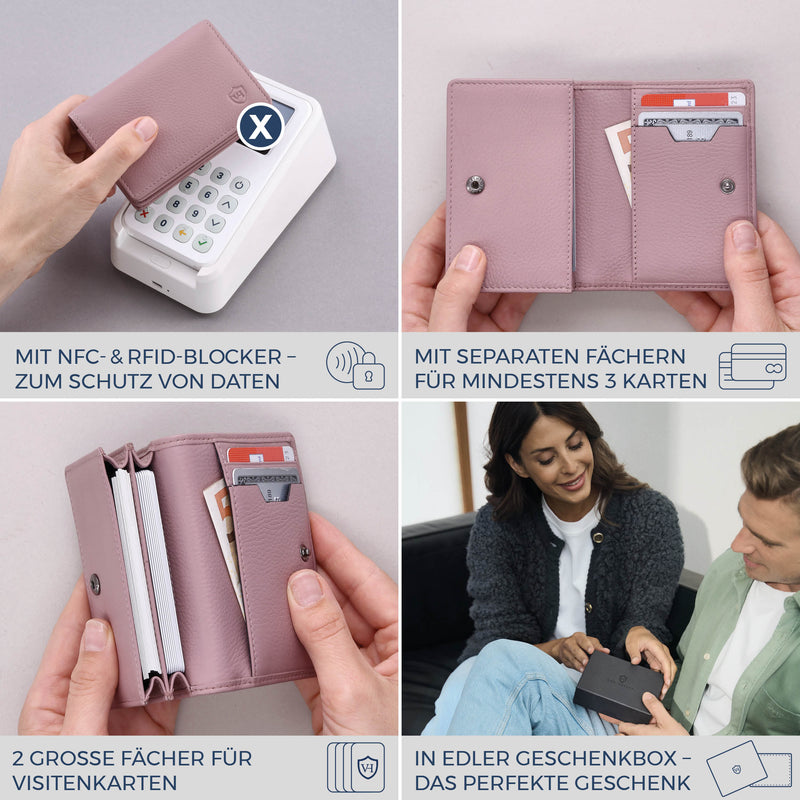 Visitenkartenetui mit RFID-Schutz & 4 Kartenfächer (Genarbt)