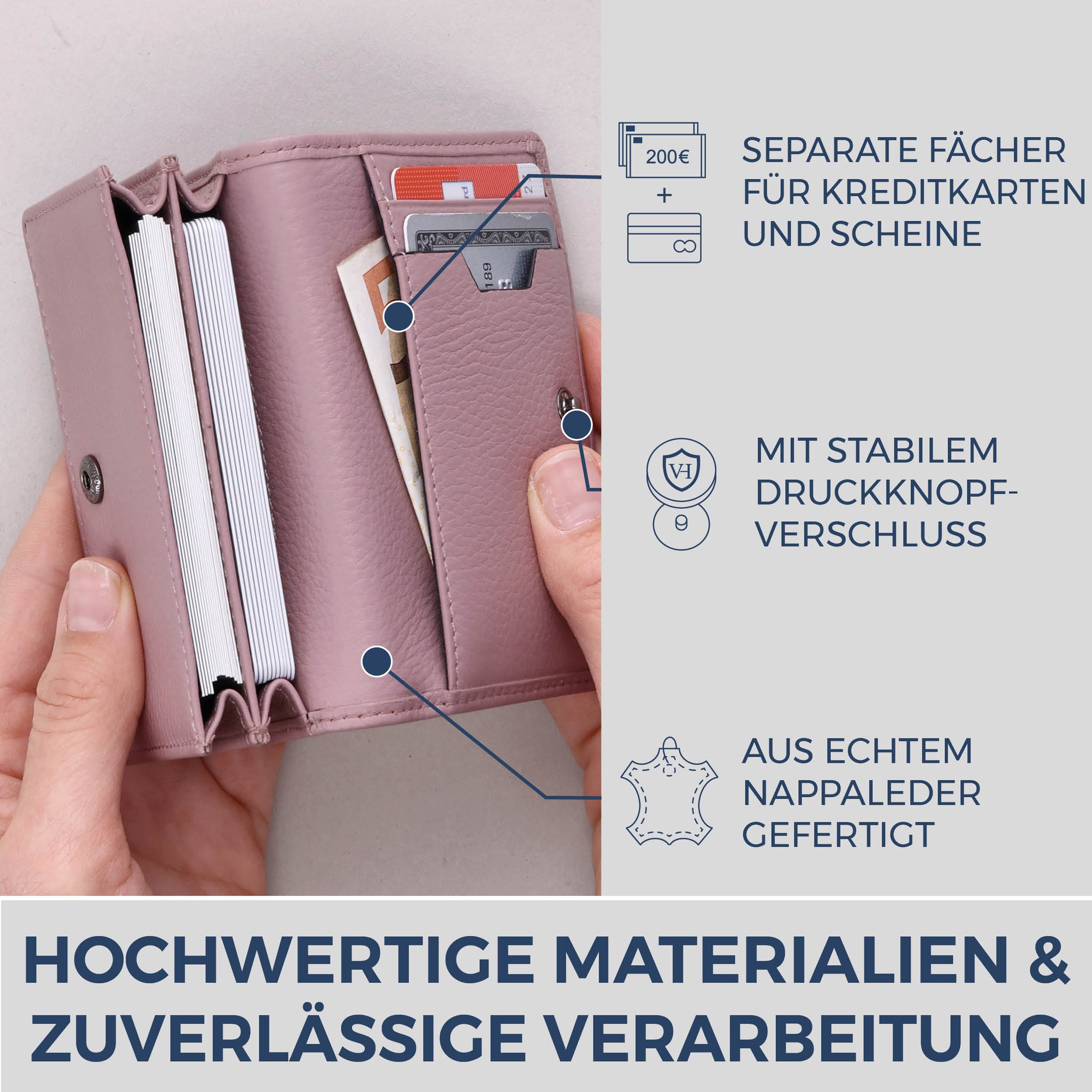 Visitenkartenetui mit RFID-Schutz & 4 Kartenfächer (Genarbt)