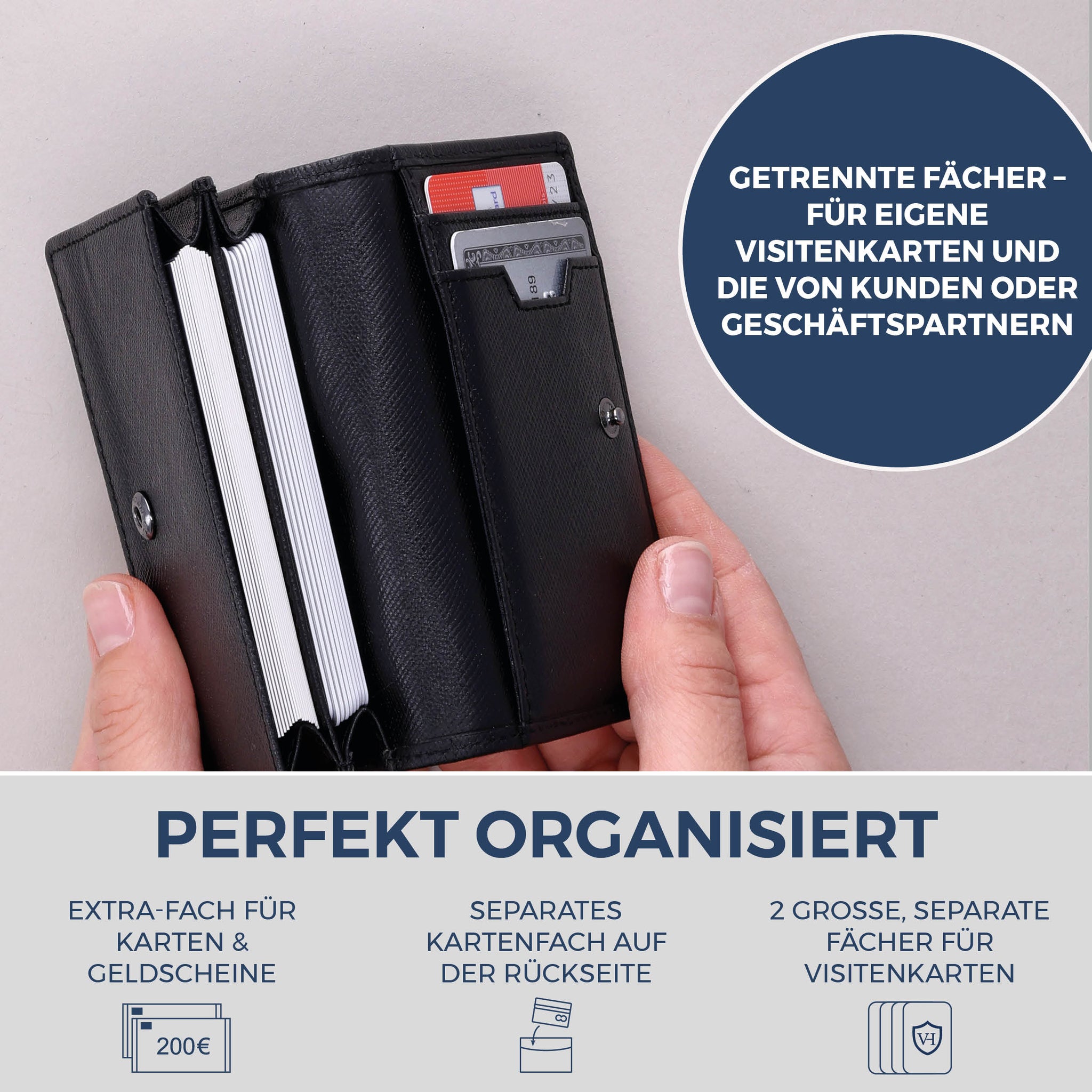 Visitenkartenetui mit RFID-Schutz & 4 Kartenfächer (Saffiano)