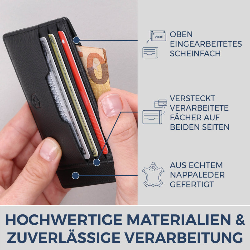 Kartenetui mit RFID-Schutz & 8 Kartenfächer (Genarbt)