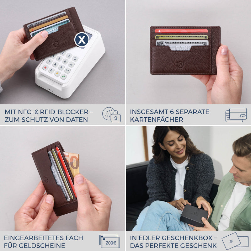 Kartenetui mit RFID-Schutz & 8 Kartenfächer (Genarbt)