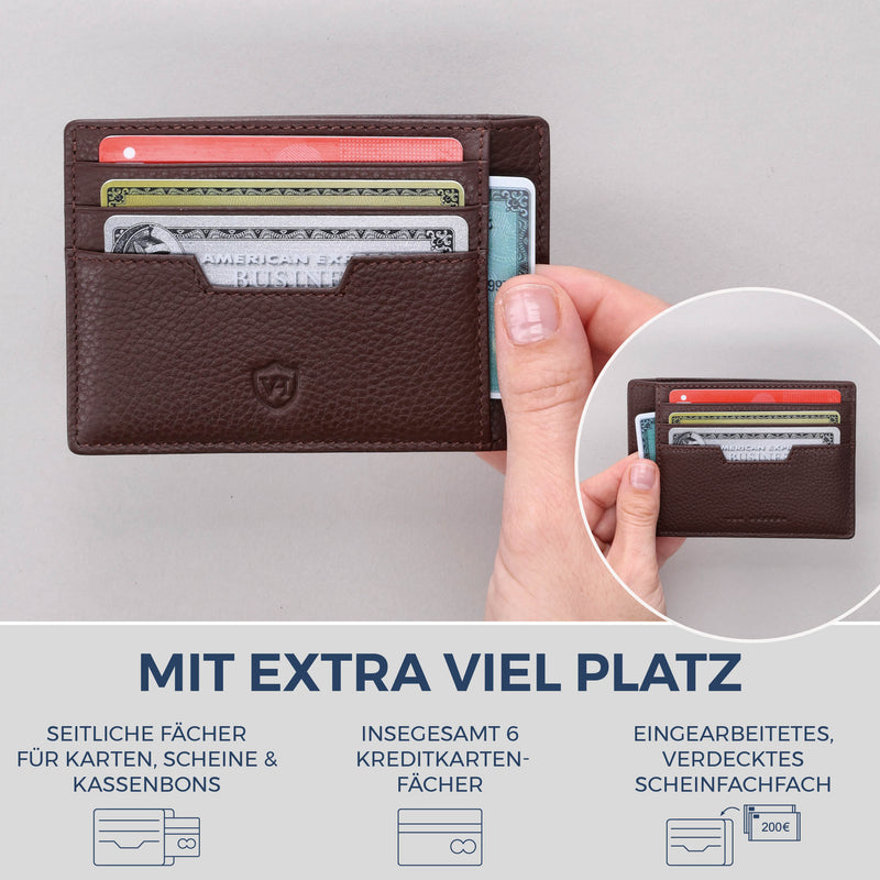 Kartenetui mit RFID-Schutz & 8 Kartenfächer (Genarbt)