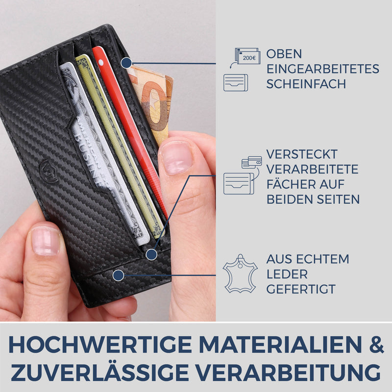 Kartenetui mit RFID-Schutz & 8 Kartenfächer (Carbon)