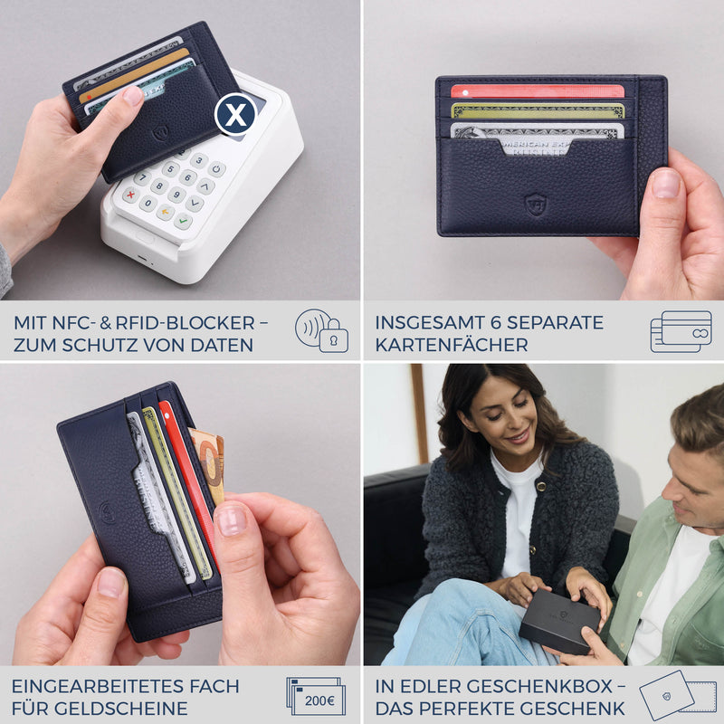 Kartenetui mit RFID-Schutz & 8 Kartenfächer (Genarbt)