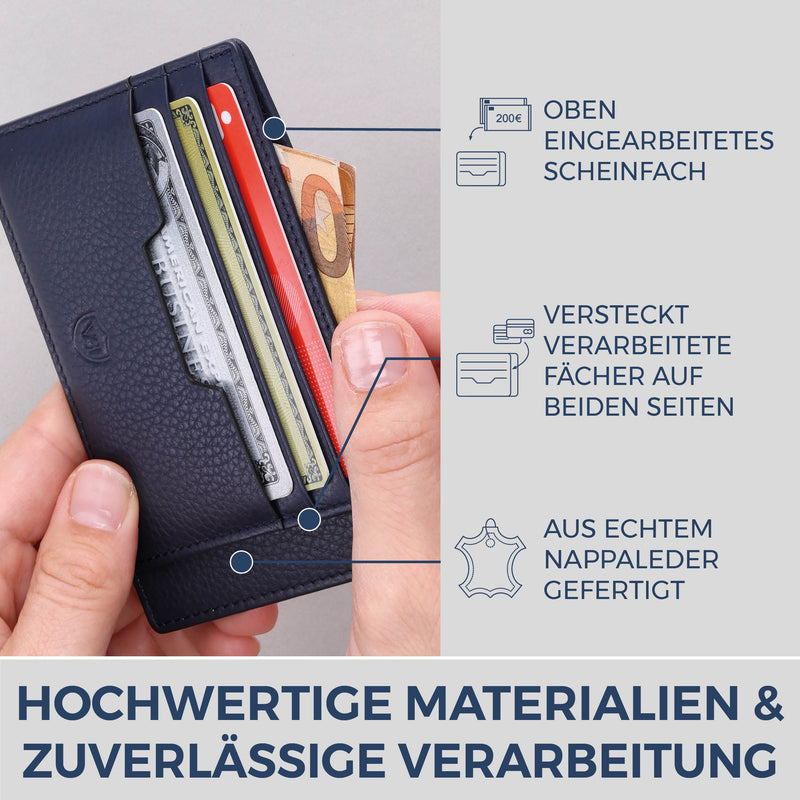Kartenetui mit RFID-Schutz & 8 Kartenfächer (Genarbt)