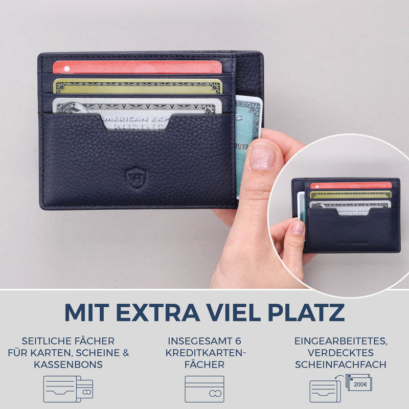 Kartenetui mit RFID-Schutz & 8 Kartenfächer (Genarbt)
