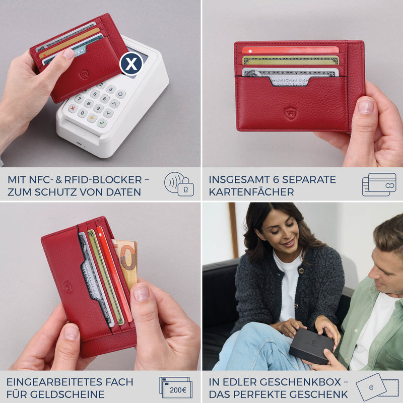 Kartenetui mit RFID-Schutz & 8 Kartenfächer (Genarbt)
