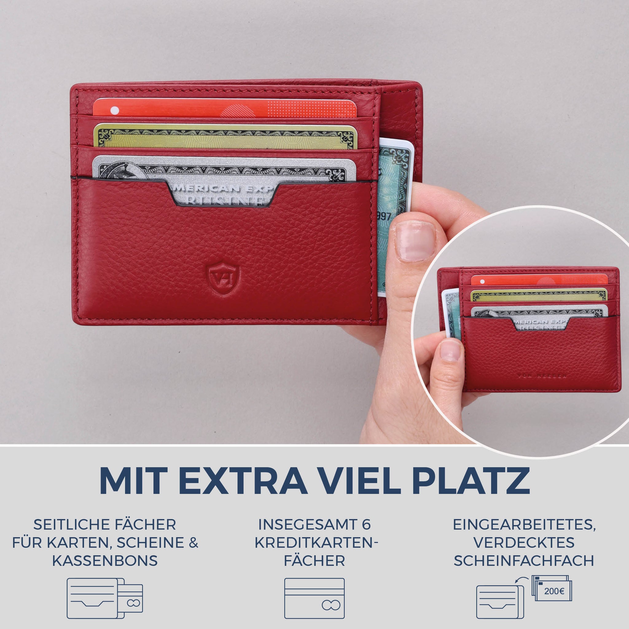 Kartenetui mit RFID-Schutz & 8 Kartenfächer (Genarbt)