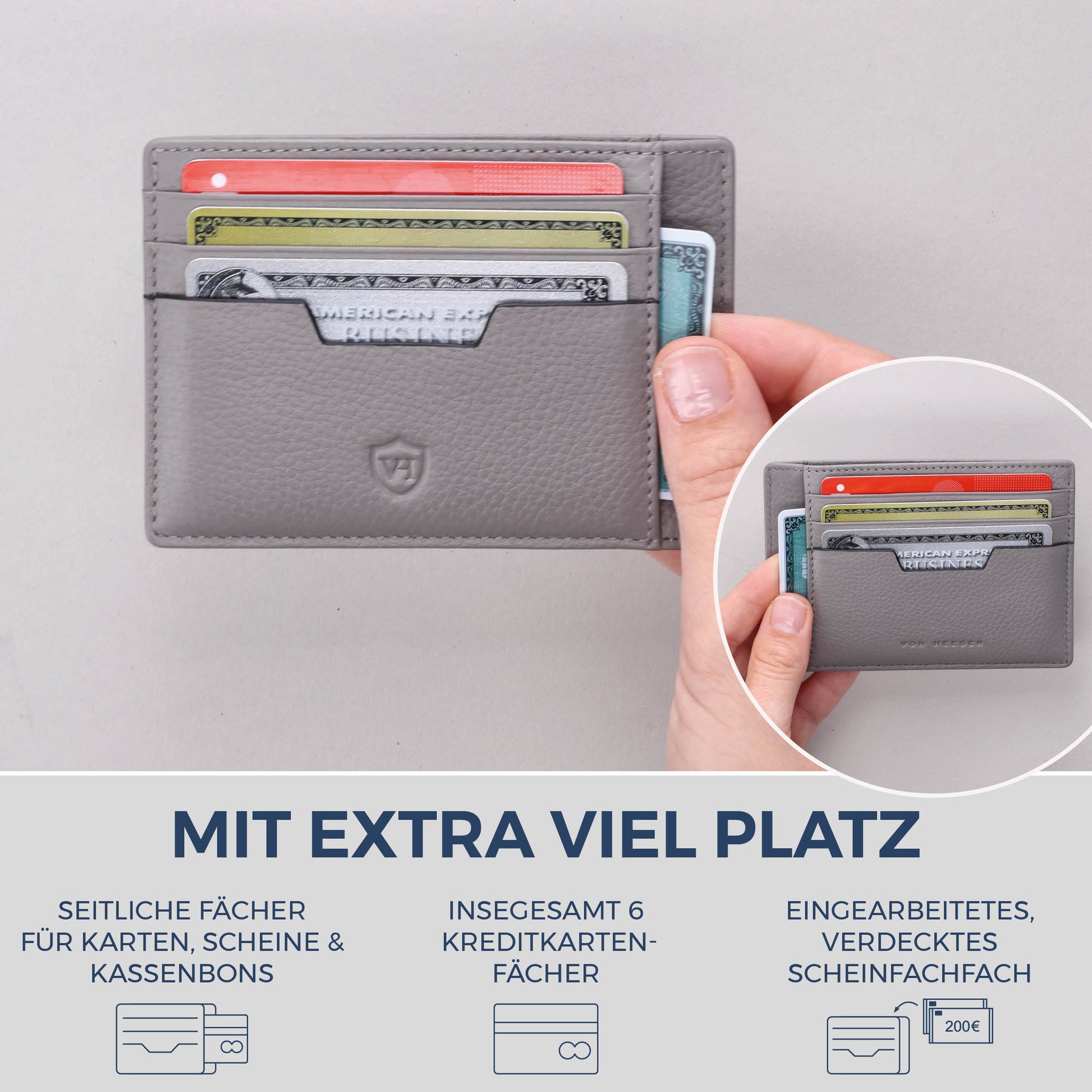 Kartenetui mit RFID-Schutz & 8 Kartenfächer (Genarbt)
