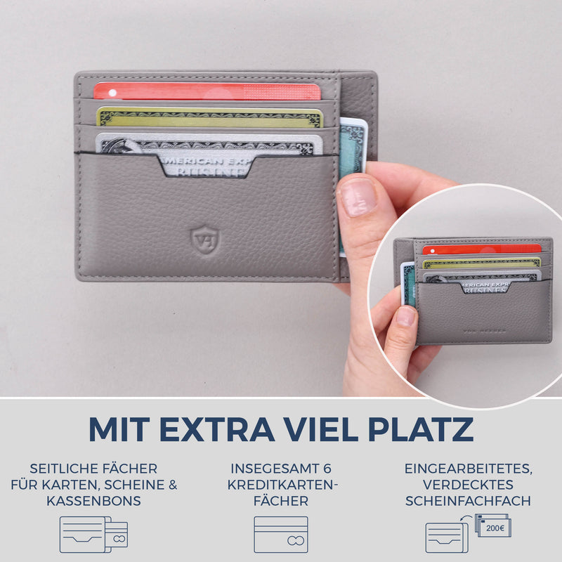 Kartenetui mit RFID-Schutz & 8 Kartenfächer (Genarbt)