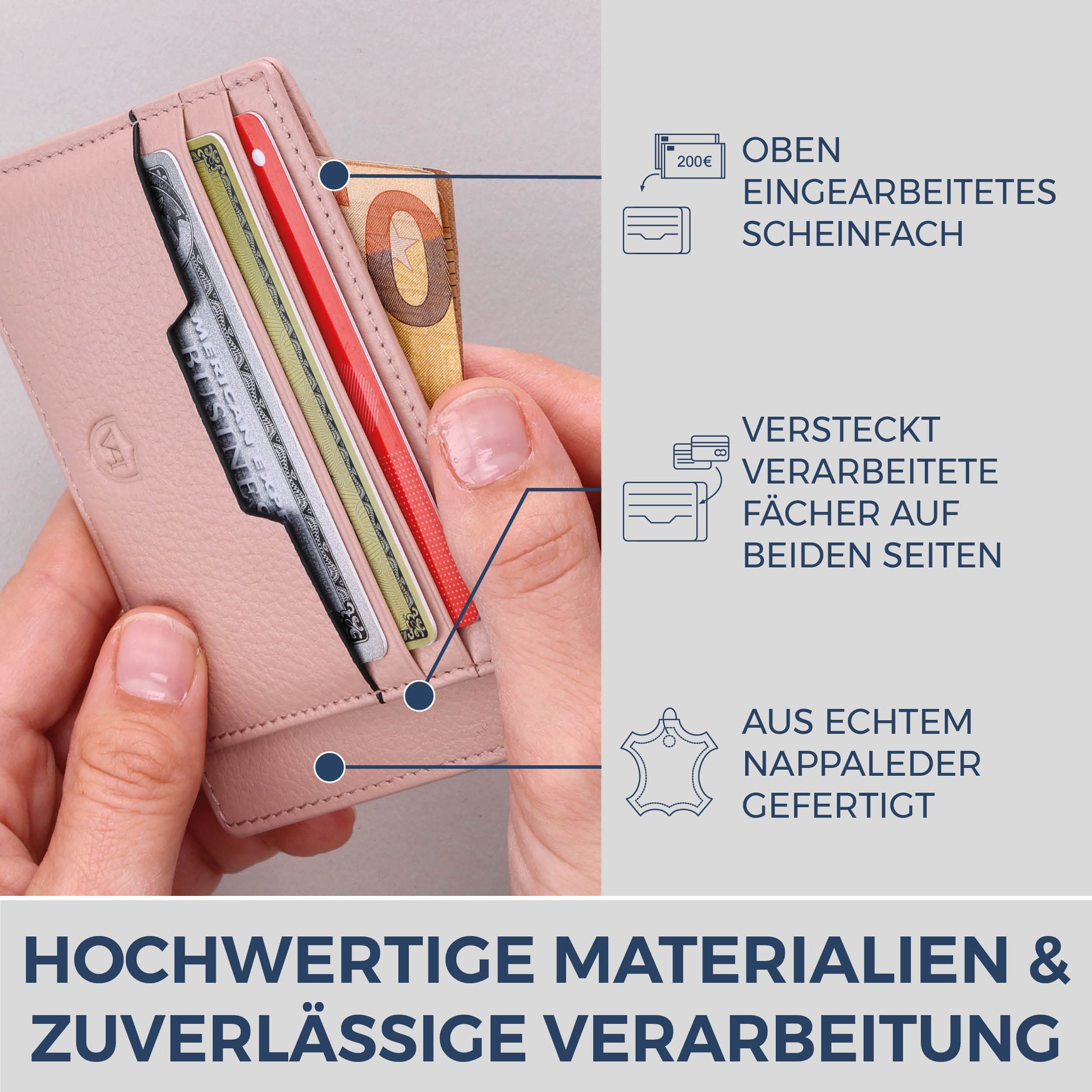 Kartenetui mit RFID-Schutz & 8 Kartenfächer (Genarbt)