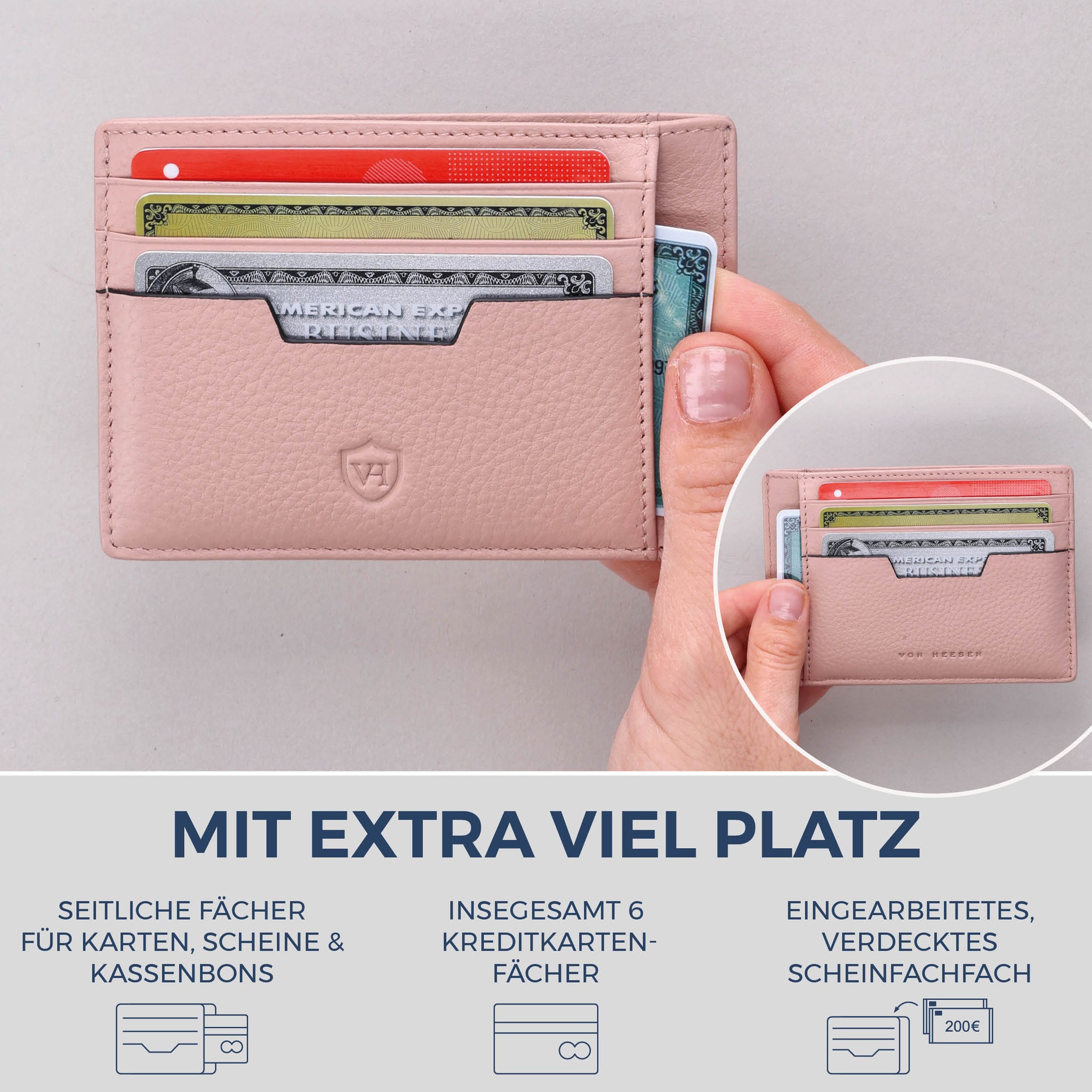 Kartenetui mit RFID-Schutz & 8 Kartenfächer (Genarbt)