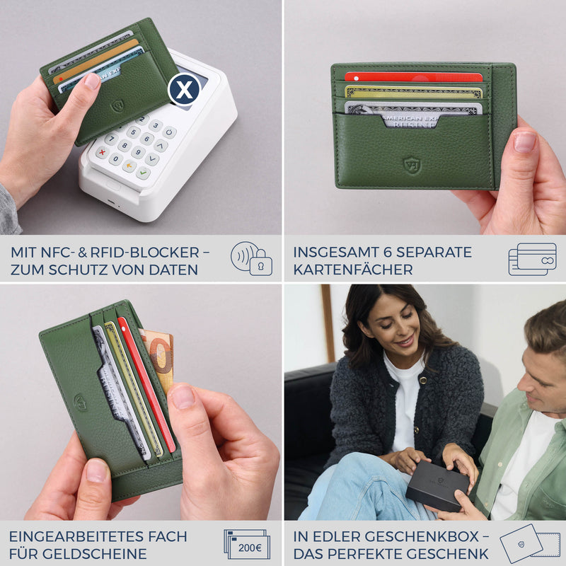 Kartenetui mit RFID-Schutz & 8 Kartenfächer (Genarbt)