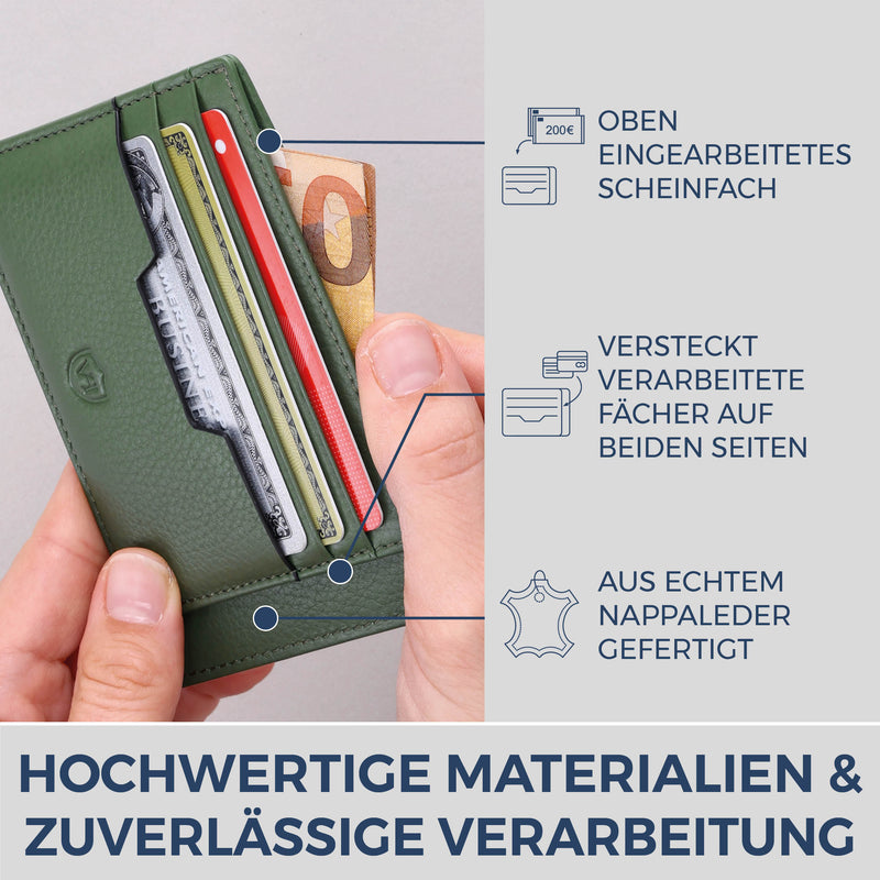 Kartenetui mit RFID-Schutz & 8 Kartenfächer (Genarbt)