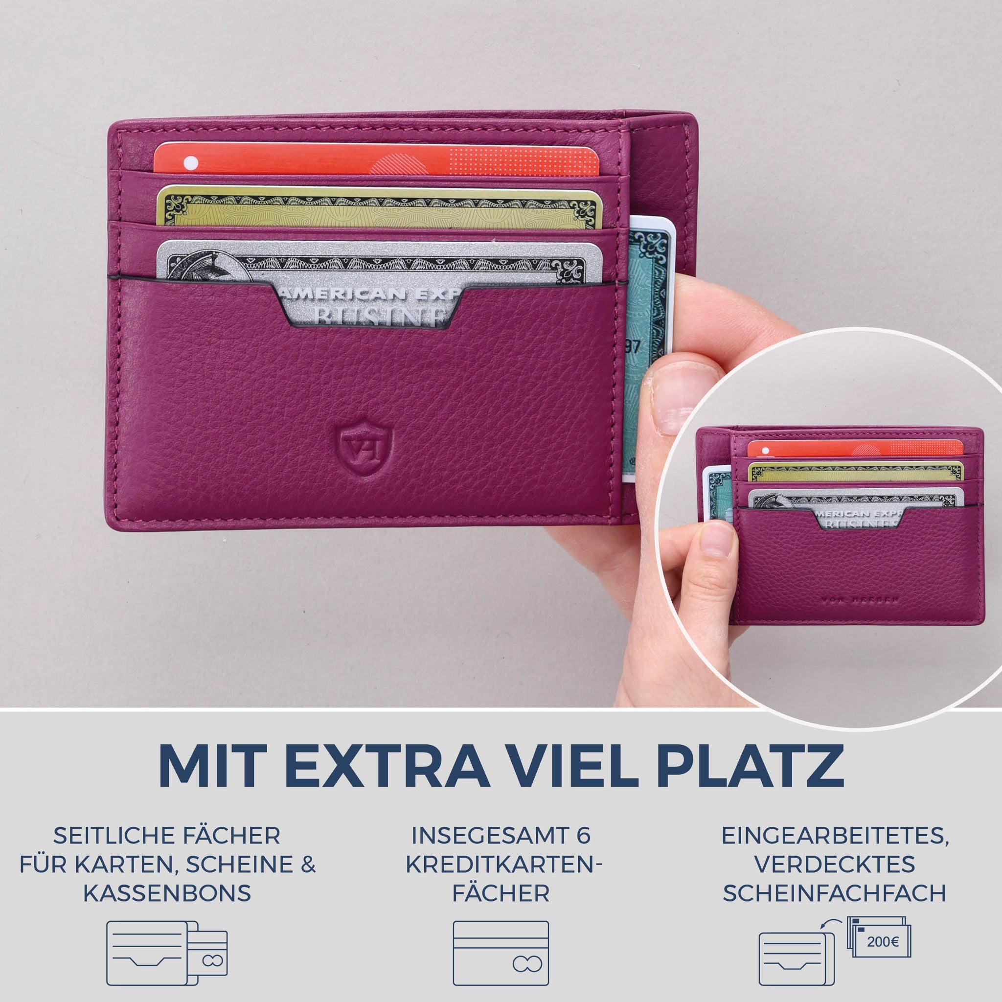 Kartenetui mit RFID-Schutz & 8 Kartenfächer (Genarbt)