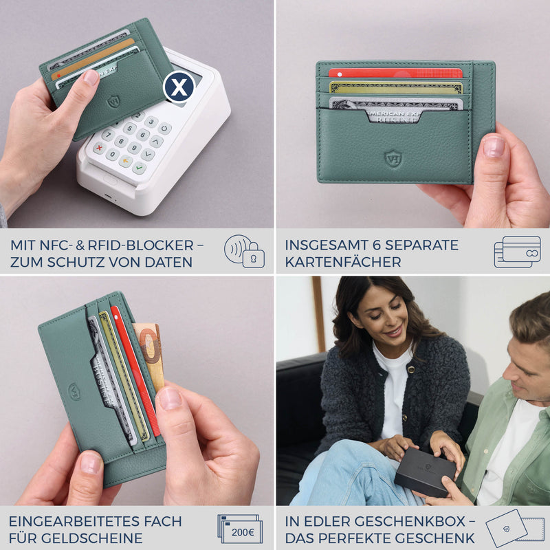 Kartenetui mit RFID-Schutz & 8 Kartenfächer (Genarbt)