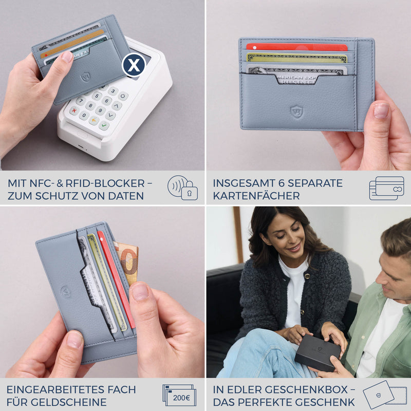 Kartenetui mit RFID-Schutz & 8 Kartenfächer (Genarbt)