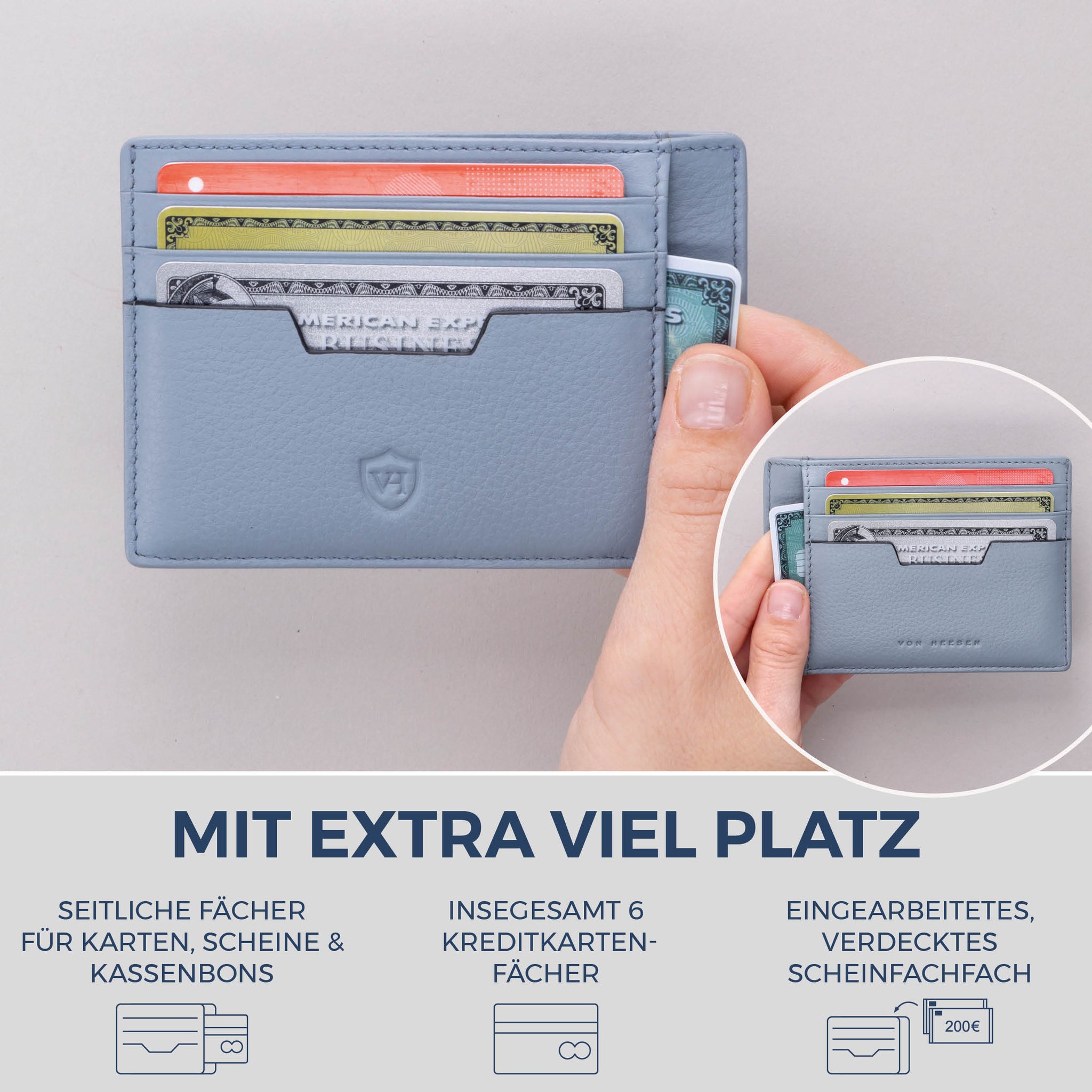 Kartenetui mit RFID-Schutz & 8 Kartenfächer (Genarbt)