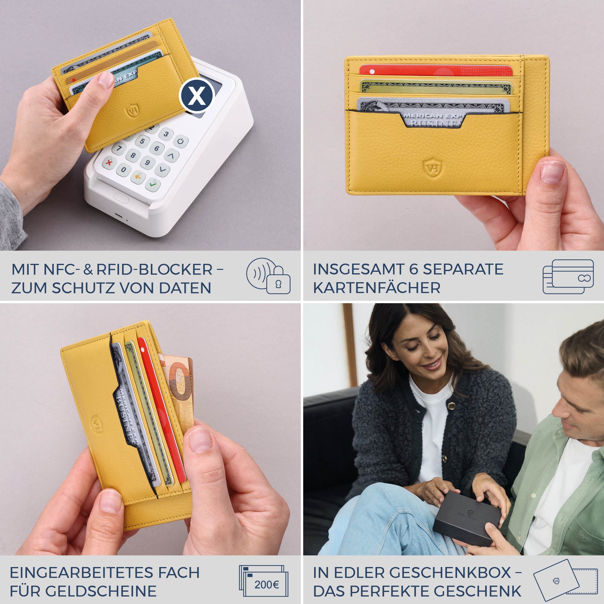 Kartenetui mit RFID-Schutz & 8 Kartenfächer (Genarbt)