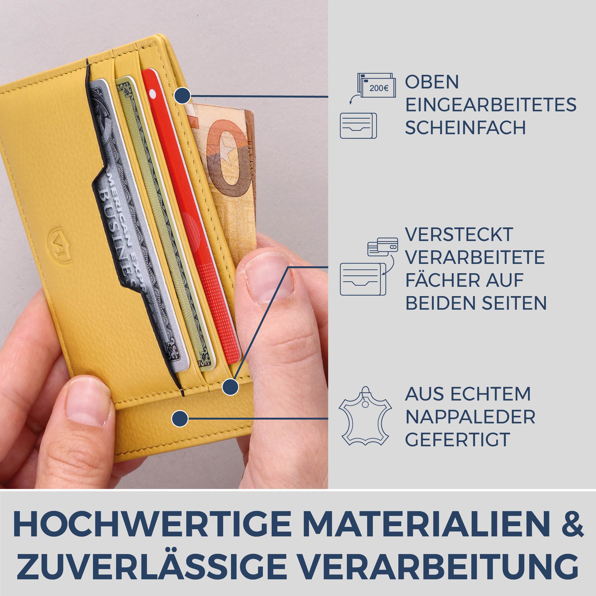 Kartenetui mit RFID-Schutz & 8 Kartenfächer (Genarbt)