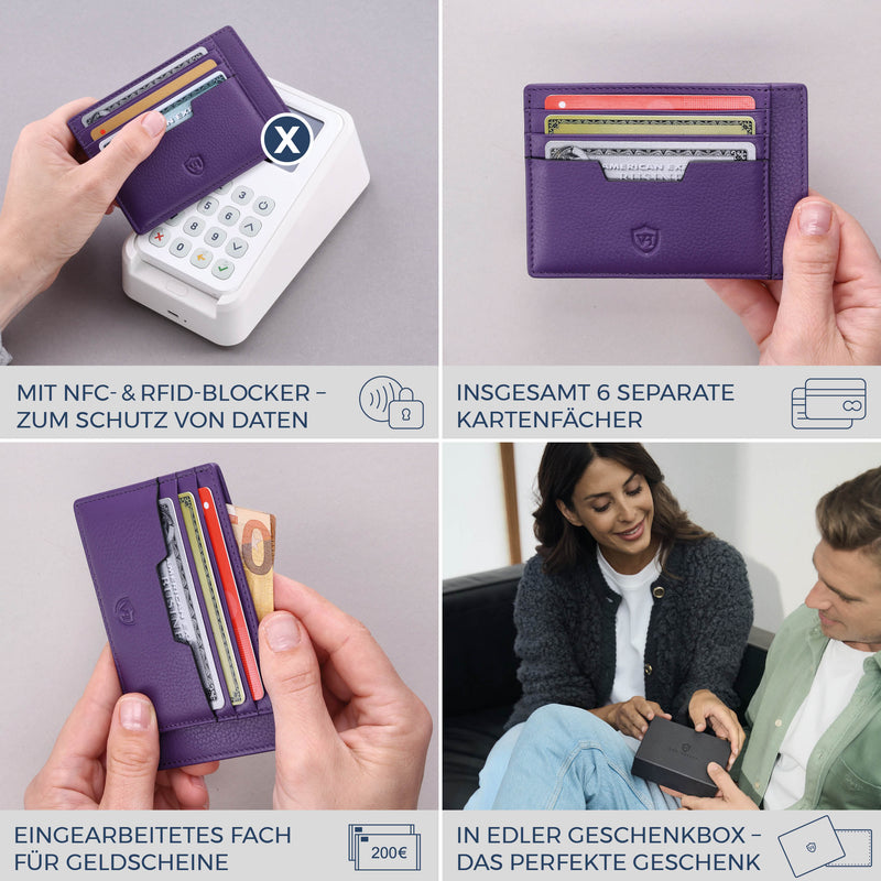 Kartenetui mit RFID-Schutz & 8 Kartenfächer (Genarbt)