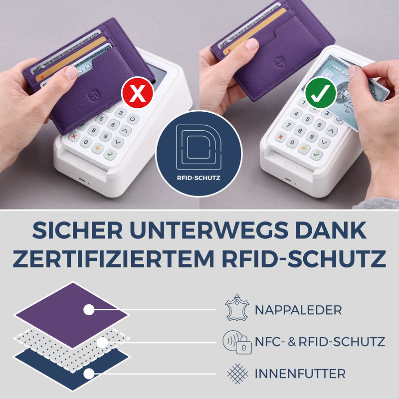 Kartenetui mit RFID-Schutz & 8 Kartenfächer (Genarbt)