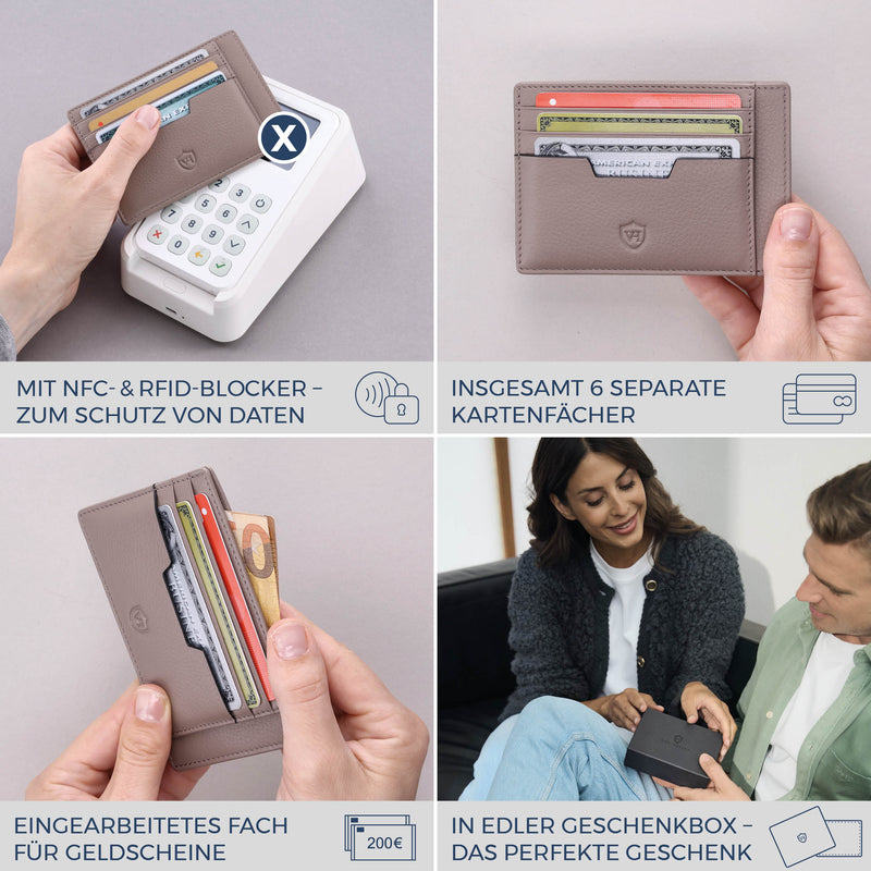 Kartenetui mit RFID-Schutz & 8 Kartenfächer (Genarbt)